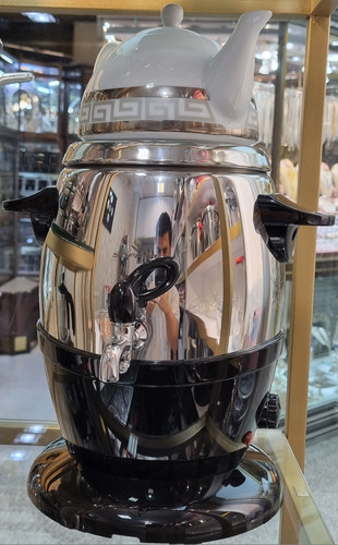 سماور برقی استیل ۴ لیتر سوفرام ترکیه با قوری چینی