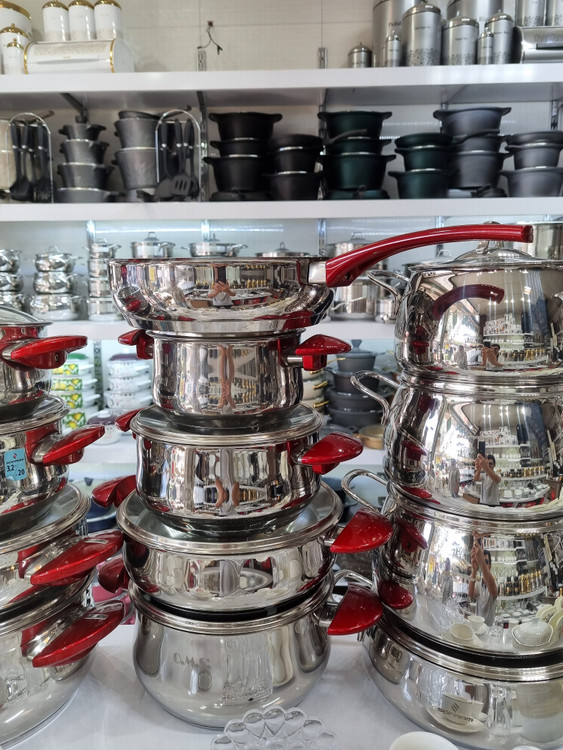 سرویس قابلمه نه پارچه استیل او ام اس ترکیه کد ۱۰۲۵