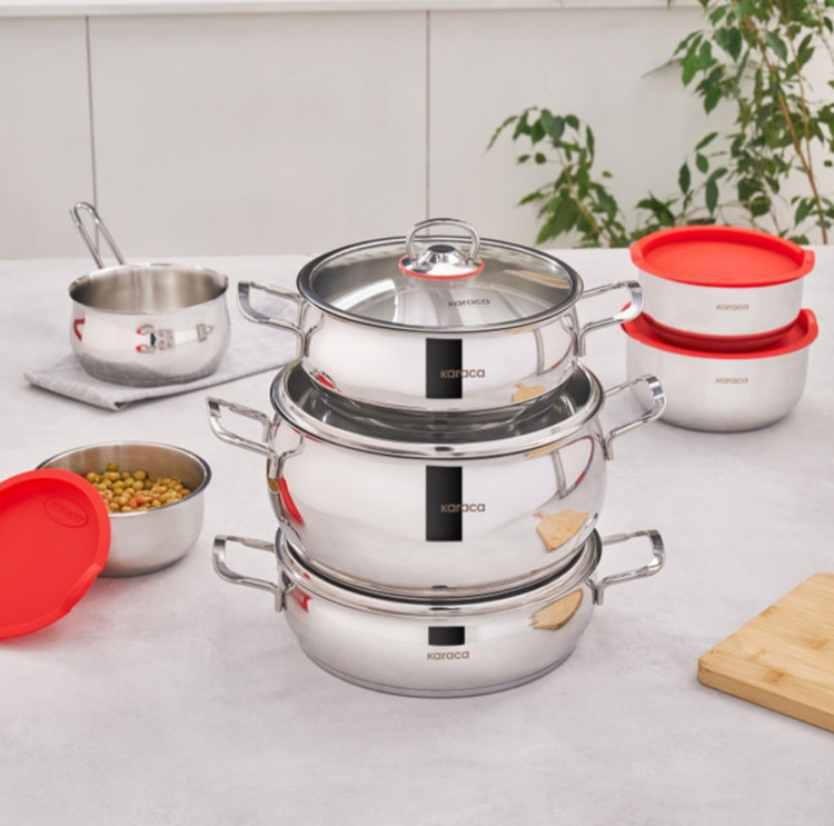 Karaca Pişir Sakla v2 13 Parça Çelik Tencere Seti