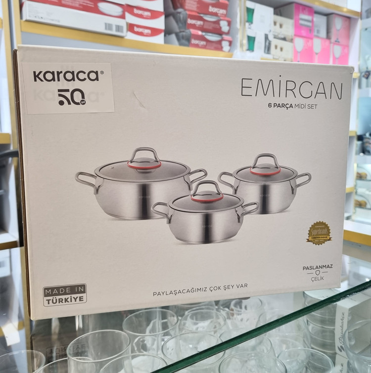 قوطی سرویس قابلمه خمره ای شش پارچه کاراجا مدل Emirgan