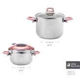 مختصات زودپز روگازی دوقلو استیل ۴+۶ لیتر کاراجا ترک مدل Perfect رنگ صورتی