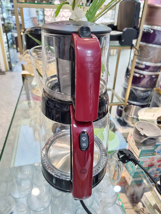 دسته چایساز شیشه پیرکس کاراجا رنگ قرمز