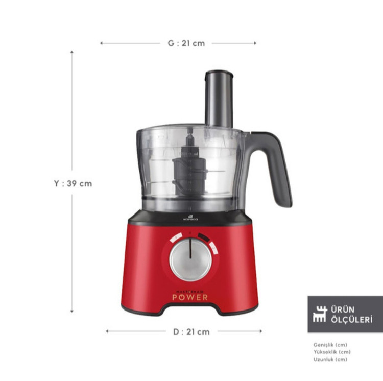 ابعاد غذاساز ۱۰ کاره کاراجا مدل Mastermaid Power Multifunctional رنگ قرمز