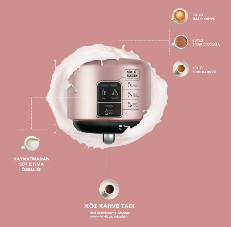 منوی قهوه ساز و شیر قهوه ساز کاراجا ترکیه مدل Hatır Mode رنگ رزگلد