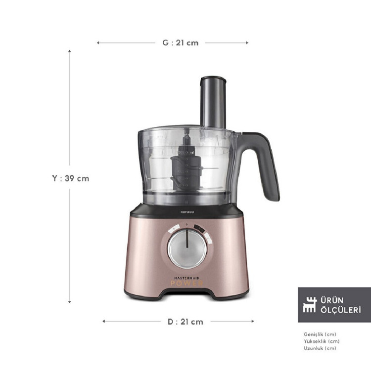 سایز غذاساز ۱۰ کاره کاراجا مدل Mastermaid Power Multifunctional رنگ رزگلد