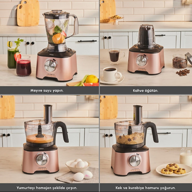 کارایی های غذاساز ۱۰ کاره کاراجا مدل Mastermaid Power Multifunctional رنگ رزگلد