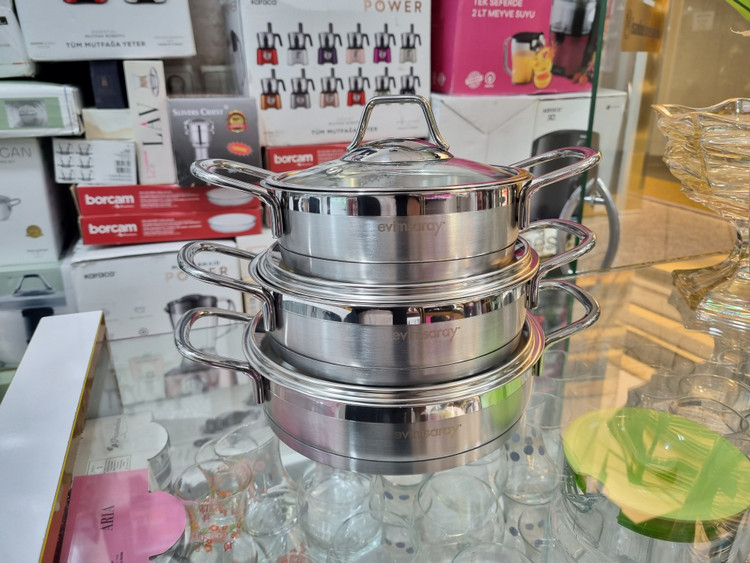 سرویس تابه دودسته استیل ۶ پارچه اویم سارای ترکیه مدل املت